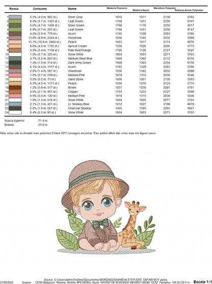 Safari Baby Boy embroidery designs - Explorer baby boy embroidery design machine embroidery pattern - Giraffe embroidery - instant download