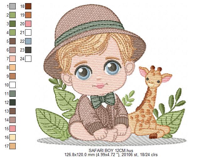 Safari Baby Boy embroidery designs - Explorer baby boy embroidery design machine embroidery pattern - Giraffe embroidery - instant download