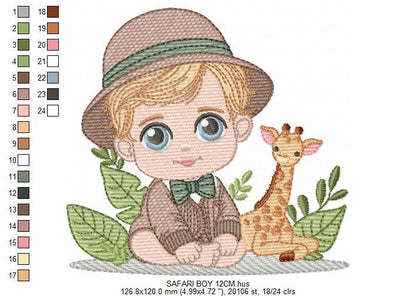 Safari Baby Boy embroidery designs - Explorer baby boy embroidery design machine embroidery pattern - Giraffe embroidery - instant download