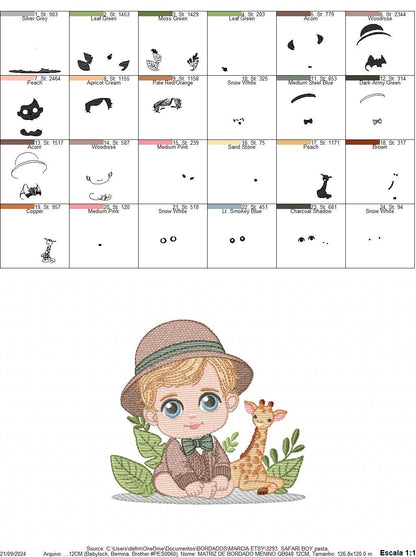 Safari Baby Boy embroidery designs - Explorer baby boy embroidery design machine embroidery pattern - Giraffe embroidery - instant download