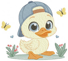 Load image into Gallery viewer, Duck with cap embroidery design - Lake water animal embroidery designs machine embroidery pattern - Baby boy Children - instant download pes
