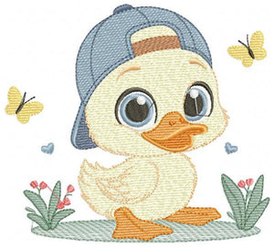 Duck with cap embroidery design - Lake water animal embroidery designs machine embroidery pattern - Baby boy Children - instant download pes