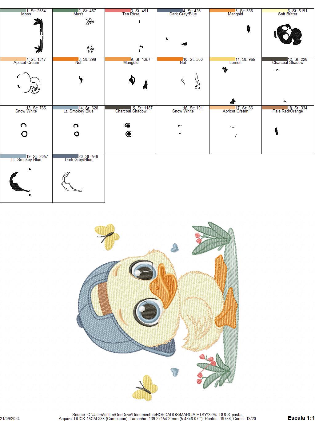 Duck with cap embroidery design - Lake water animal embroidery designs machine embroidery pattern - Baby boy Children - instant download pes