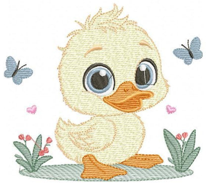 Female Duck with big lace embroidery design - Baby girl embroidery designs machine embroidery pattern - Animal embroidery - instant download