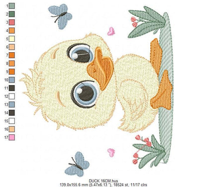 Female Duck with big lace embroidery design - Baby girl embroidery designs machine embroidery pattern - Animal embroidery - instant download