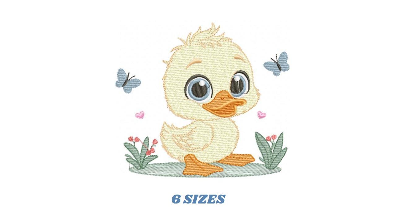 Female Duck with big lace embroidery design - Baby girl embroidery designs machine embroidery pattern - Animal embroidery - instant download