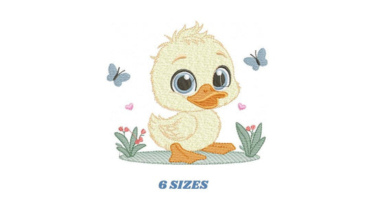 Female Duck with big lace embroidery design - Baby girl embroidery designs machine embroidery pattern - Animal embroidery - instant download