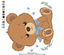 Cargar imagen en el visor de la galería, Teddy Bear embroidery designs - Male bear with lace embroidery design machine embroidery pattern - Baby boy children toy - instant download
