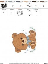 Cargar imagen en el visor de la galería, Teddy Bear embroidery designs - Male bear with lace embroidery design machine embroidery pattern - Baby boy children toy - instant download
