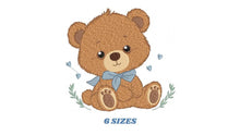 Charger l&#39;image dans la galerie, Teddy Bear embroidery designs - Male bear with lace embroidery design machine embroidery pattern - Baby boy children toy - instant download
