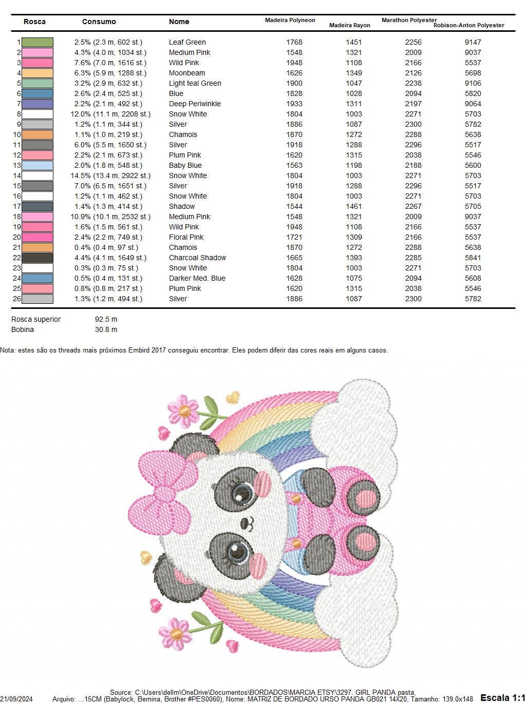 Panda embroidery design - Female Animal with lace embroidery designs machine embroidery pattern - Rainbow embroidery file - instant download