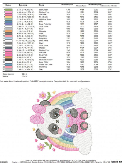 Panda embroidery design - Female Animal with lace embroidery designs machine embroidery pattern - Rainbow embroidery file - instant download