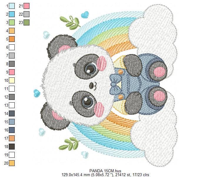 Panda embroidery design - Male Animal with tie embroidery designs machine embroidery pattern - Rainbow embroidery file - Instant download