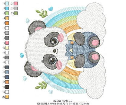 Panda embroidery design - Male Animal with tie embroidery designs machine embroidery pattern - Rainbow embroidery file - Instant download