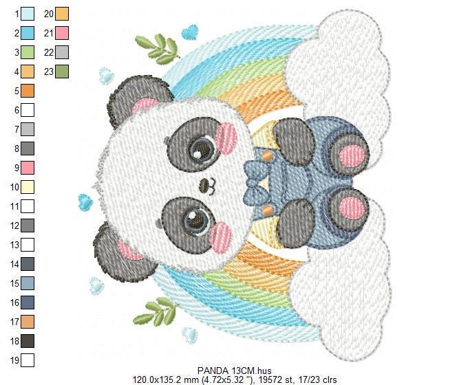 Panda embroidery design - Male Animal with tie embroidery designs machine embroidery pattern - Rainbow embroidery file - Instant download