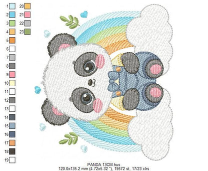 Panda embroidery design - Male Animal with tie embroidery designs machine embroidery pattern - Rainbow embroidery file - Instant download