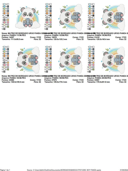 Panda embroidery design - Male Animal with tie embroidery designs machine embroidery pattern - Rainbow embroidery file - Instant download