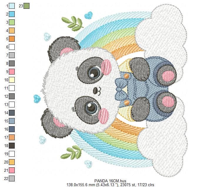 Panda embroidery design - Male Animal with tie embroidery designs machine embroidery pattern - Rainbow embroidery file - Instant download