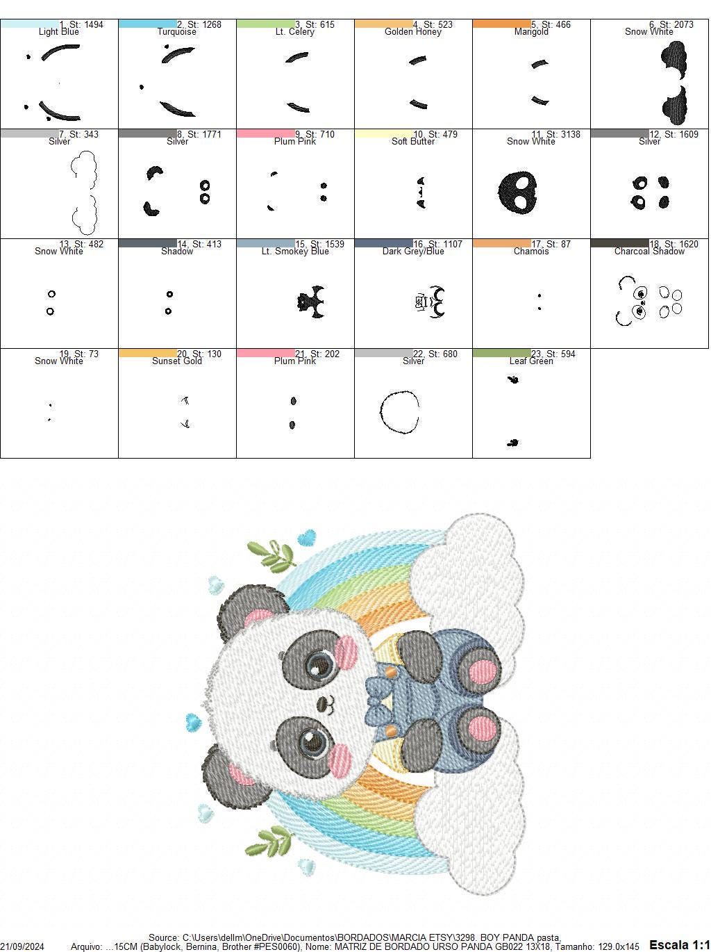 Panda embroidery design - Male Animal with tie embroidery designs machine embroidery pattern - Rainbow embroidery file - Instant download