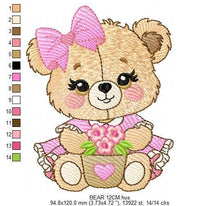 Laden Sie das Bild in den Galerie-Viewer, Teddy Bear embroidery designs - Baby girl embroidery design machine embroidery pattern - Bear with lace flower embroidery - instant download
