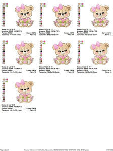 Teddy Bear embroidery designs - Baby girl embroidery design machine embroidery pattern - Bear with lace flower embroidery - instant download