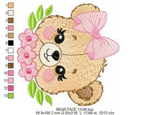 Cargar imagen en el visor de la galería, Teddy Bear embroidery designs - Baby girl embroidery design machine embroidery pattern - Bear with flowers embroidery file - pes download
