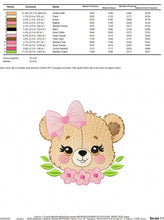 Charger l&#39;image dans la galerie, Teddy Bear embroidery designs - Baby girl embroidery design machine embroidery pattern - Bear with flowers embroidery file - pes download
