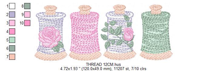 Thread with flowers embroidery designs - Threads embroidery design machine embroidery pattern - Sewing Crafts embroidery - instant download
