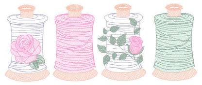 Thread with flowers embroidery designs - Threads embroidery design machine embroidery pattern - Sewing Crafts embroidery - instant download