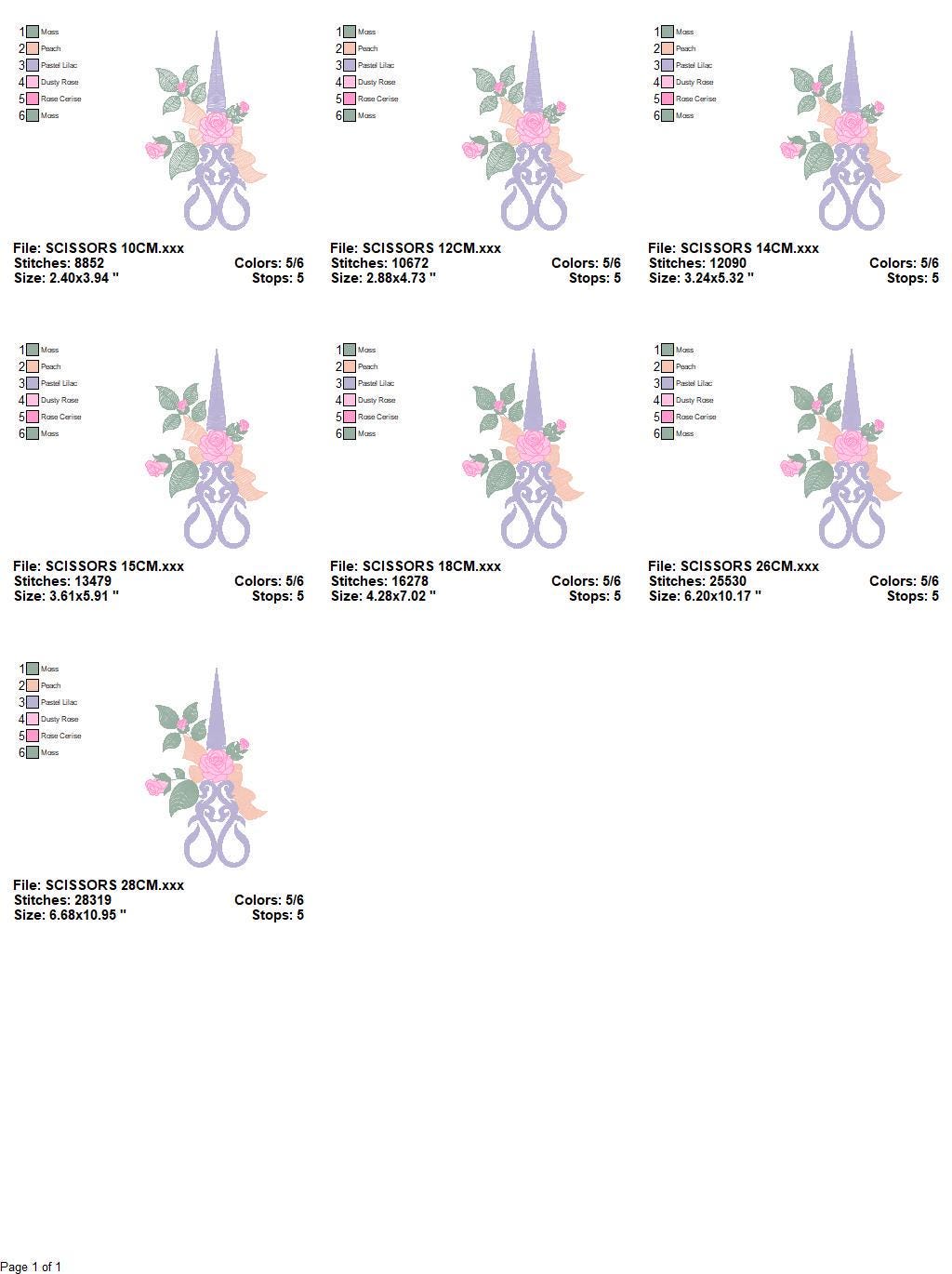 Scissors with flowers and Frame embroidery designs - Scissors embroidery design machine embroidery pattern - Sewing embroidery download pes