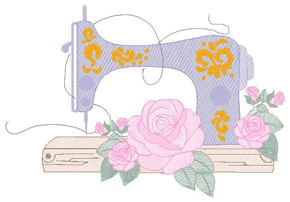Embroidery Machine embroidery designs - Sewing machine with roses embroidery design machine embroidery pattern - instant download pes jef