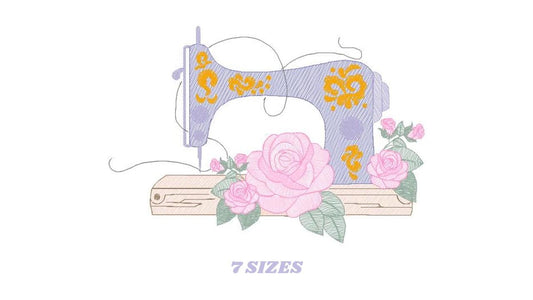 Embroidery Machine embroidery designs - Sewing machine with roses embroidery design machine embroidery pattern - instant download pes jef