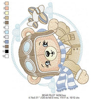 Laden Sie das Bild in den Galerie-Viewer, Pilot Bear embroidery designs - Plane embroidery design machine embroidery pattern - Aviator Teddy bear embroidery file - instant download
