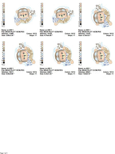 Pilot Bear embroidery designs - Plane embroidery design machine embroidery pattern - Aviator Teddy bear embroidery file - instant download