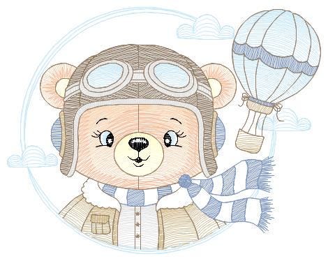 Pilot Bear embroidery designs - Balloon embroidery design machine embroidery pattern - Aviator Teddy bear embroidery file - instant download