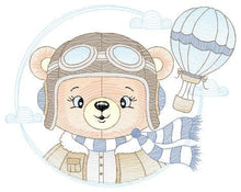 Laden Sie das Bild in den Galerie-Viewer, Pilot Bear embroidery designs - Balloon embroidery design machine embroidery pattern - Aviator Teddy bear embroidery file - instant download
