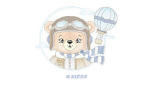 Cargar imagen en el visor de la galería, Pilot Bear embroidery designs - Balloon embroidery design machine embroidery pattern - Aviator Teddy bear embroidery file - instant download
