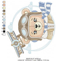 Cargar imagen en el visor de la galería, Pilot Bear embroidery designs - Plane embroidery design machine embroidery pattern - Aviator Teddy bear embroidery file - instant download
