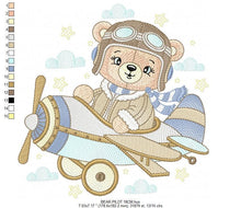 Laden Sie das Bild in den Galerie-Viewer, Pilot Bear embroidery designs - Plane embroidery design machine embroidery pattern - Aviator Teddy Bear embroidery file - instant download
