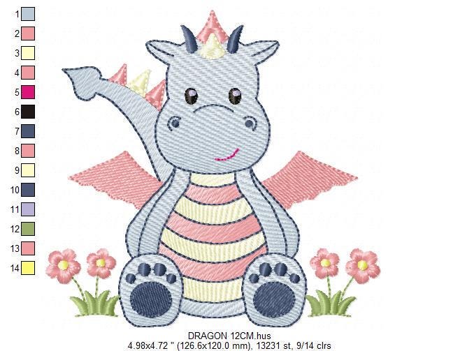 Dragon embroidery designs - Dragon with wings embroidery design machine embroidery pattern - Baby boy embroidery file - instant download pes