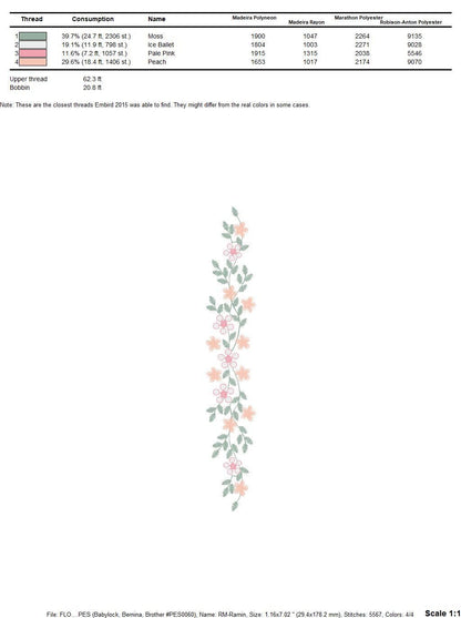 Flower line embroidery designs - Roses embroidery design machine embroidery pattern - Kitchen towel embroidery file - instant download pes