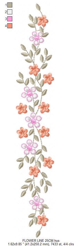 Flower line embroidery designs - Roses embroidery design machine embroidery pattern - Kitchen towel embroidery file - instant download pes