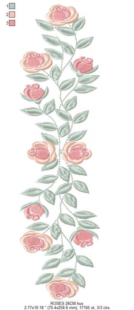 Flowers embroidery designs - Roses embroidery design machine embroidery pattern - Entwined roses towel embroidery file - instant download