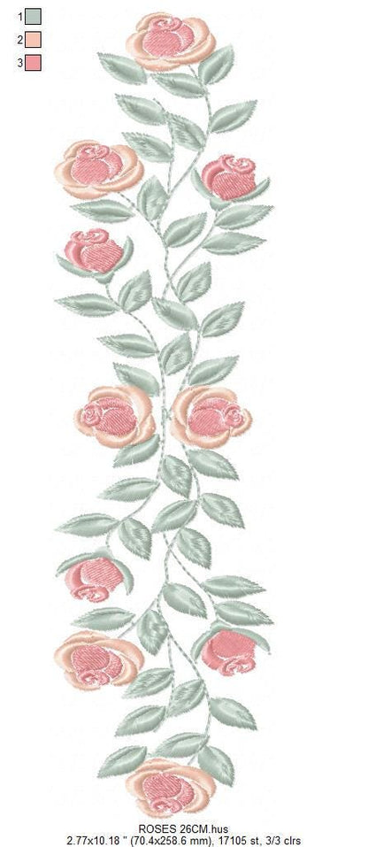 Flowers embroidery designs - Roses embroidery design machine embroidery pattern - Entwined roses towel embroidery file - instant download