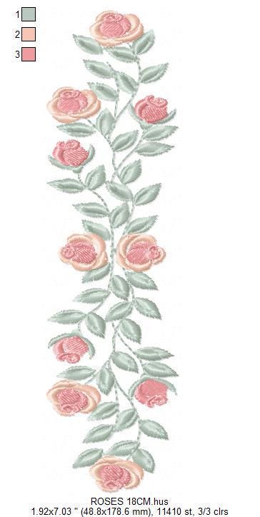 Flowers embroidery designs - Roses embroidery design machine embroidery pattern - Entwined roses towel embroidery file - instant download