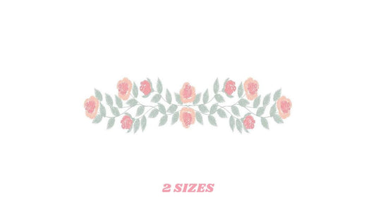 Flowers embroidery designs - Roses embroidery design machine embroidery pattern - Entwined roses towel embroidery file - instant download