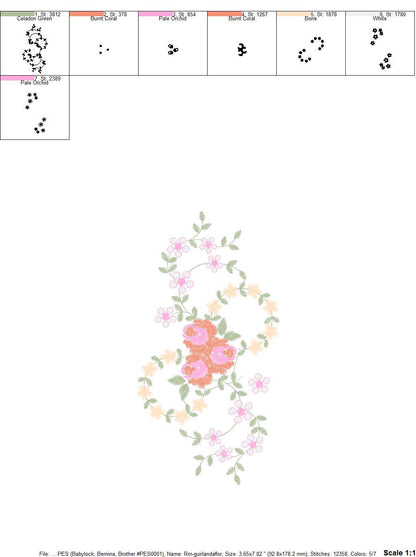 Flowers embroidery designs - Kitchen Towel embroidery design machine embroidery pattern - Rose embroidery file - instant digital download
