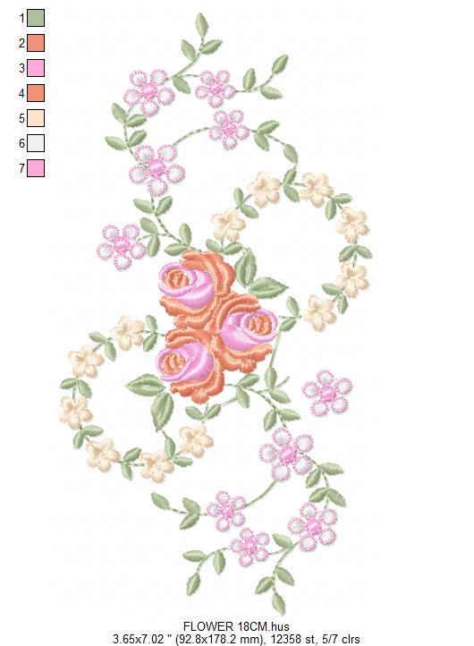 Flowers embroidery designs - Kitchen Towel embroidery design machine embroidery pattern - Rose embroidery file - instant digital download