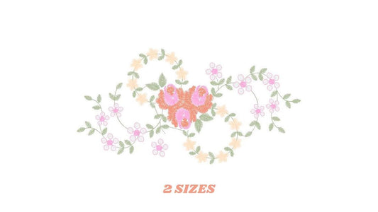 Flowers embroidery designs - Kitchen Towel embroidery design machine embroidery pattern - Rose embroidery file - instant digital download