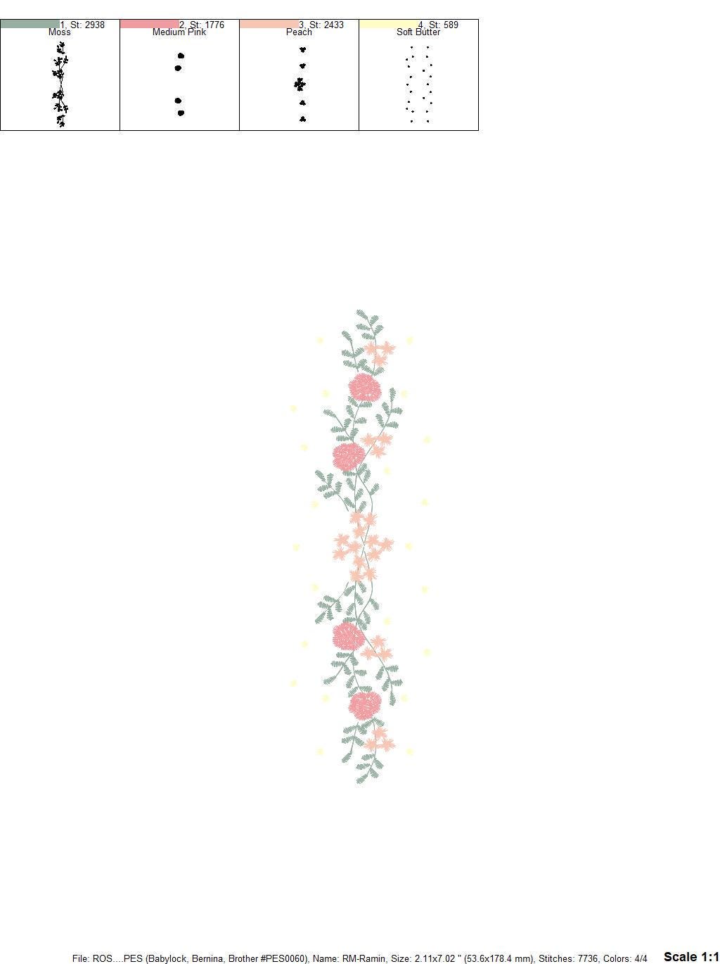 Flower line embroidery designs - Roses embroidery design machine embroidery pattern - Kitchen towel embroidery file - instant download pes